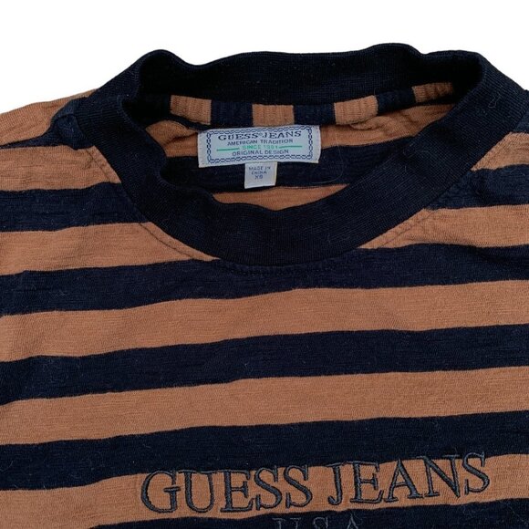 VINTAGE ASAP ROCKY X Striped Guess Shirt XS Brown - Picture 3 of 4